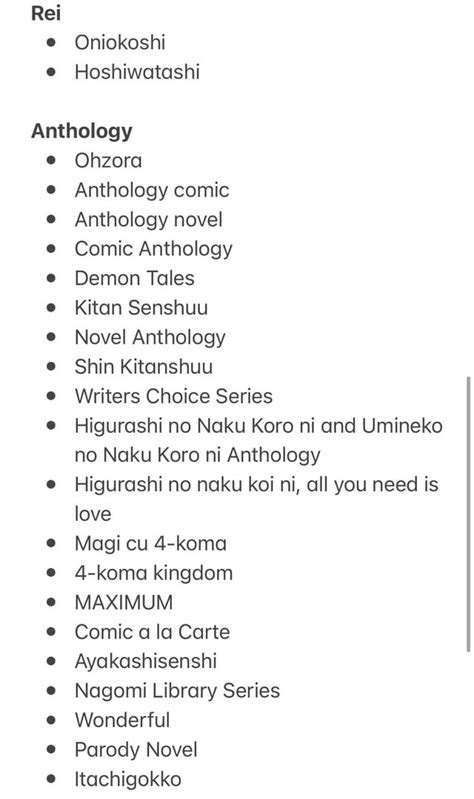 Complete Manga List : r/Higurashinonakakoroni