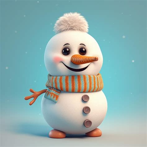 Premium AI Image | A snowman with a carrot nose and a scarf.