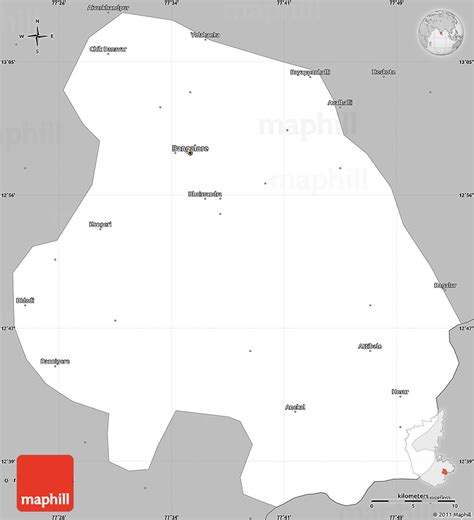 Gray Simple Map Of Bangalore Urban