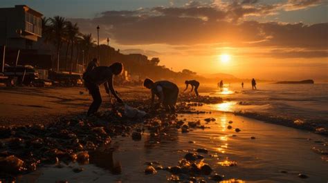 Premium AI Image Hands Together Volunteer Beach Cleanup Generative AI