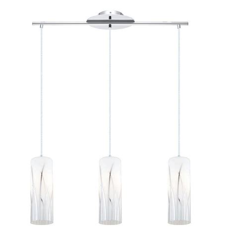 Eglo Rivato 3 Light Whitechrome Moderncontemporary White Glass Cylinder Hanging Pendant Light