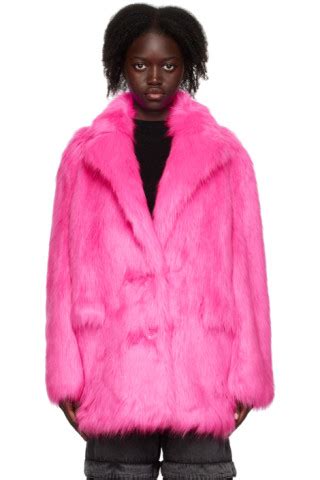 Pink Carter Faux Fur Coat By Stand Studio On Sale