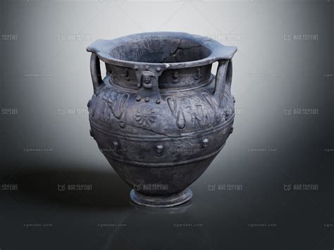 文物罐 泥陶 土陶 陶器 古代器具 古董 文物 陶壶 古代陶模型 文物器皿模型库 3ds Maxmax模型下载 Cg模型网