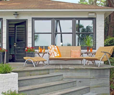 Small Patio With Stone Wood Stairs