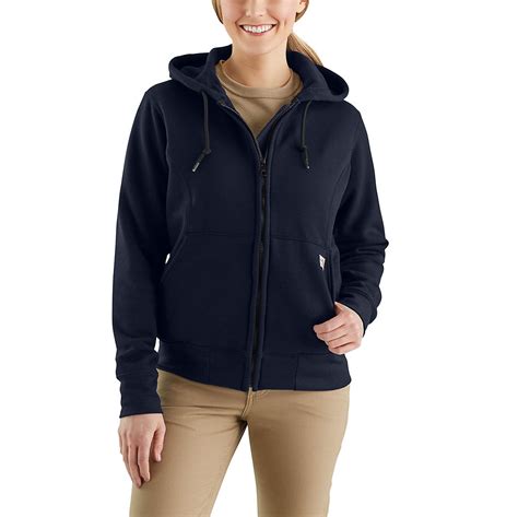 Womens Flame Resistant Rain Defender® Hooded Heavyweight Zip Front