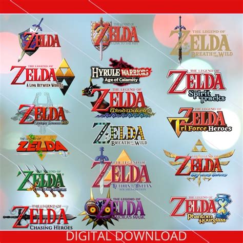 Zelda Logos Game Zip File Png Sublimation Waterslide Etsy