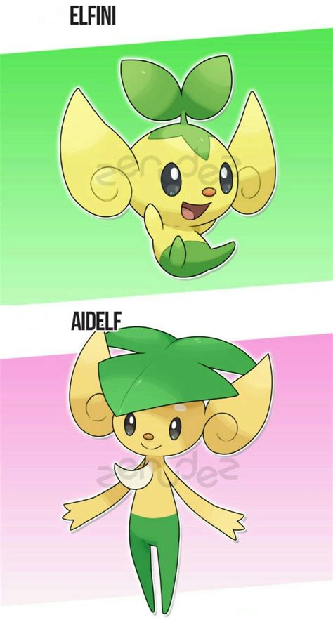 Fakemon Elfini Grass Fairy And Aidelf Grass Fairy Pokemon Pictures Pokemon Drawings