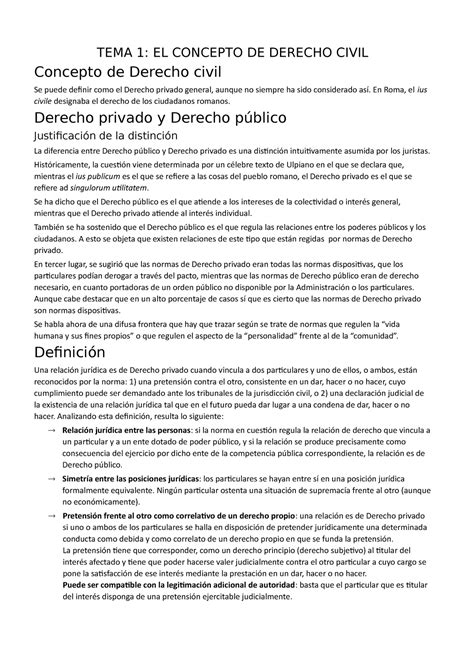 Tema 1 El Concepto De Derecho Civil Tema 1 El Concepto De Derecho