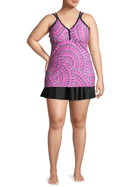 Free Tech Womens Plus Size Athletic Hip Adjustable Side Tankini