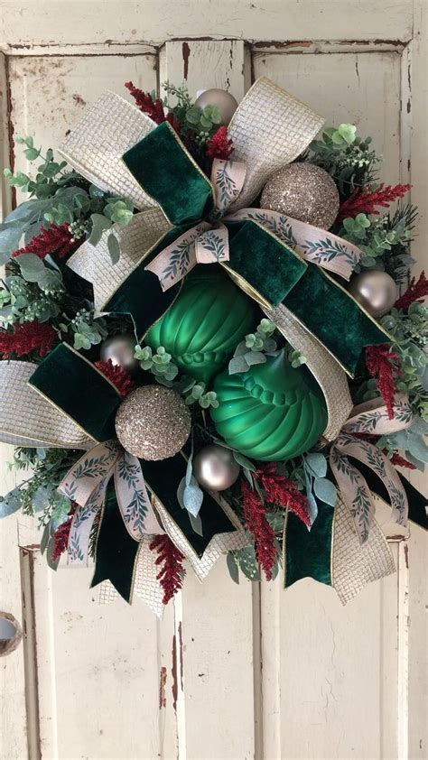 Glamourous green gold Christmas Pine Wreath | Christmas Wreath ...