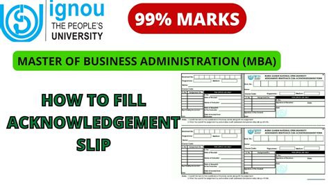 How To Fill Acknowledgement Slip In Ignou Assigment Mba Mba Ignou Ignou Assigment Mba