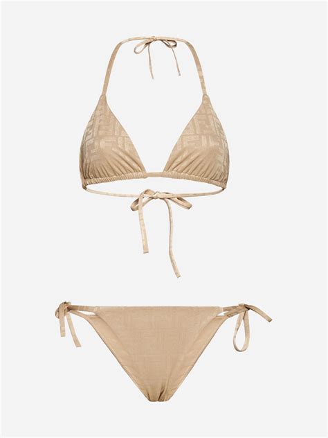 Fendi Ff Motif Triangle Bikini In White Lyst