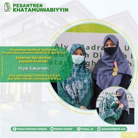 Penyerahan Sertifikat Tahfidz Dan Penyematan Lencana Hafidz Ah Dan