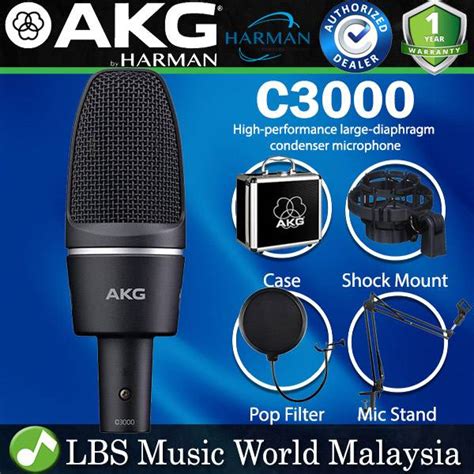 Akg C3000 Pro Audio Studio Large Diaphragm Microphone For Vocal And