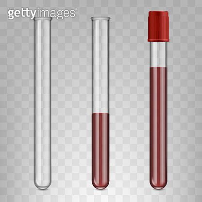 Realistic Glass Test Tubes Filled With Blood Blood Test Medical