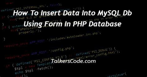 How To Insert Data Into MySQL Db Using Form In PHP Database