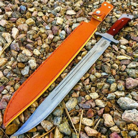 18 Full Tang Machete Hunting Knife Sword Wood Handle W Sheath Combat