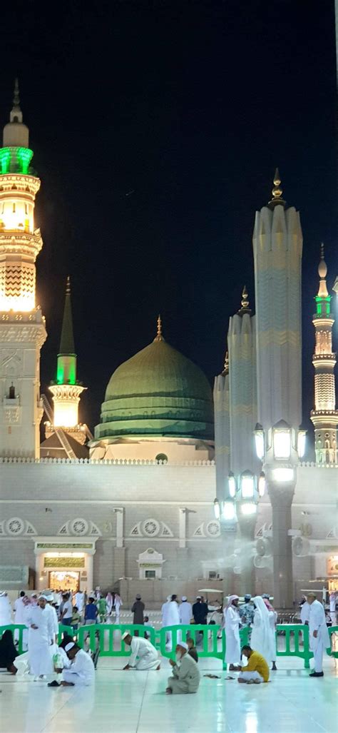 Download Madina's Green Dome At Night Wallpaper | Wallpapers.com