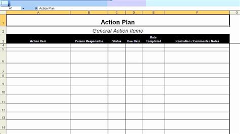 Simple Action Plan Template Excel