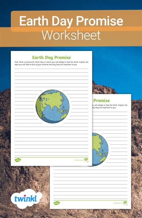 Earth Day Promise Worksheet Earth Day Earth Day Crafts Primary Students