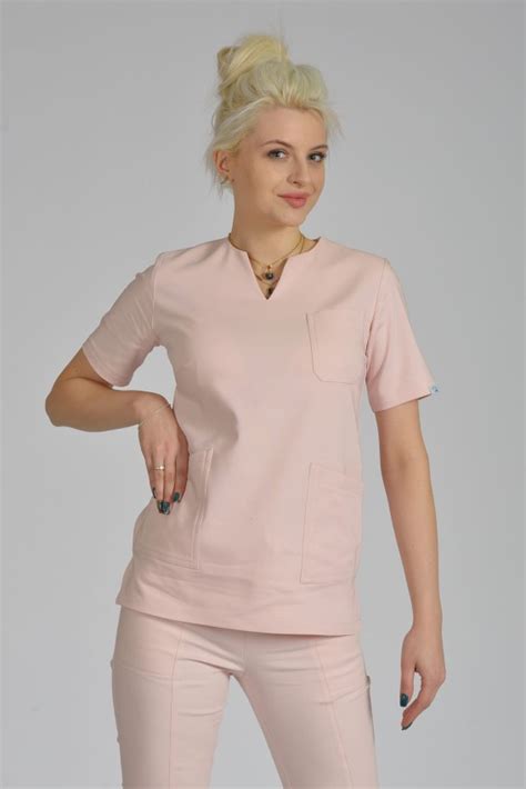 Bluzka Medyczna Damska Scrubs V Neck Light Apricot Odzie Medyczna