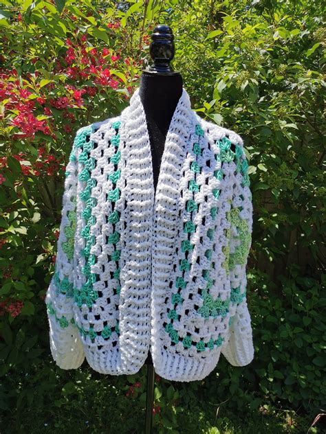 Hexagon Coat Granny Square Hexagon Cardigan Oversized Jacket Xl Xl