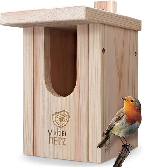 Wildtier Herz I Vogel Nistkasten Rotkehlchen Aus Massiv Holz X