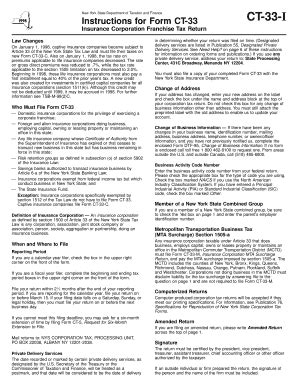 Fillable Online Tax Ny Form CT 33 I 1998 Instructions For Form CT 33