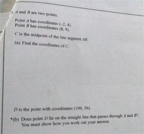 Solved 5 4 And B Are Two Points Point A Has Coordinates 24 Point