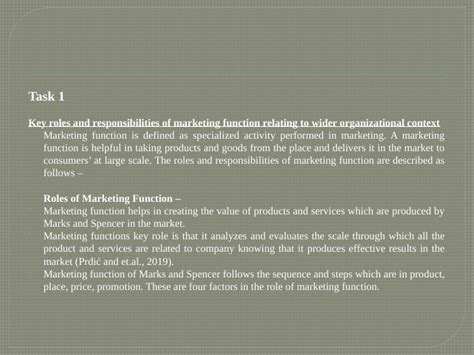 Roles And Responsibilities Of Marketing Function Desklib