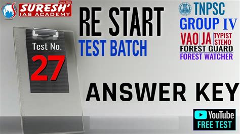 Restart Test Answer Key Explanation You Tube Tnpsc Group