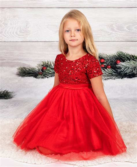 Christmas Red Dress for Girls Red Sequin Tutu Red Dress - Etsy