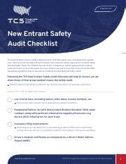 Tcs New Entrant Safety Checklist Pdf C H Ec K L I S T New Entrant