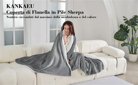 Kankaeu Coperta X Cm Gsm Plaid Coperta Sherpa Coperta Calda E