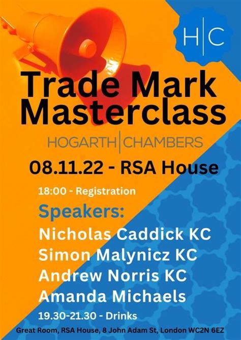 Trade Mark Masterclass 8th November 2022 Hogarth Chambers