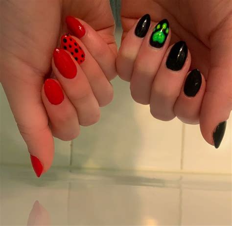 Miraculous Nails That I Rushed Because My Spaghetti Ladybug Nails