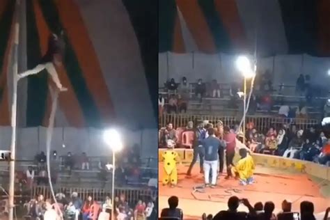 Acróbata se ahorca frente al público durante función de circo video