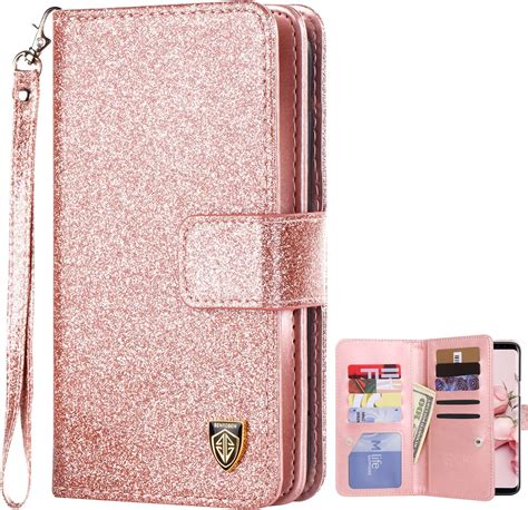 Bentoben Galaxy S9 Plus Cases9 Plus Wallet Case Glitter Bling Faux Leather Flip