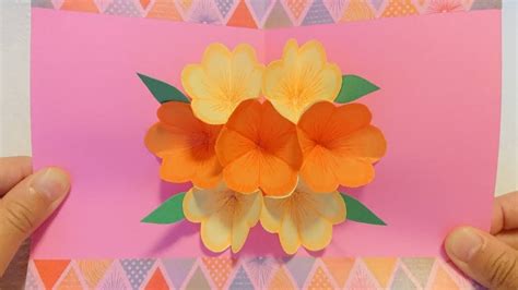 DIY 折り紙で簡単ポップアップカード 飛び出る花を作ってみたPaper Flower YouTube