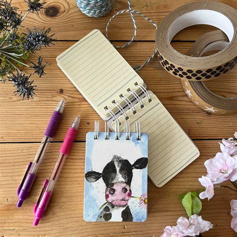 Cow And Daisy Small Spiral Bound Notepad Alex Clark Art