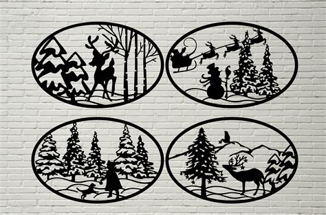 Winter Scene SVG Christmas DXF Cut File Silhouettes Dxf Etsy