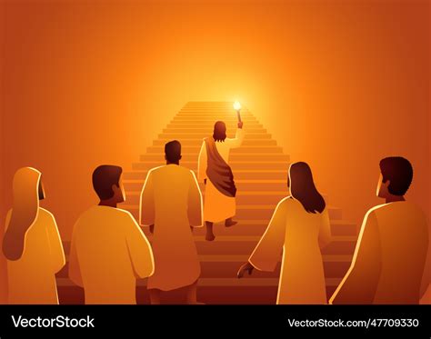 Jesus Leads The Group Of Followers With Torch Vector Image