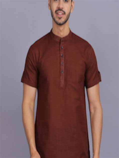 Buy Waahiba Men Burgundy Solid Straight Half Kurta Kurtas For Men