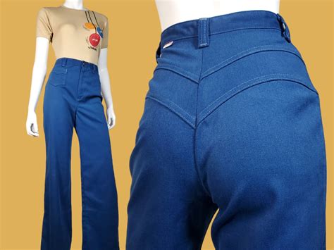 70s Vintage Dittos Pants Jeans High Rise Truly Iconic 1970s Blue Twill