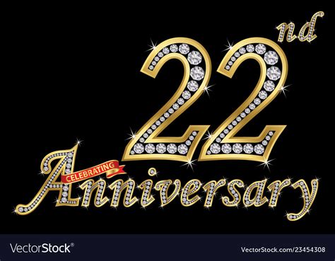 Celebrating 22th Anniversary Golden Sign Vector Image