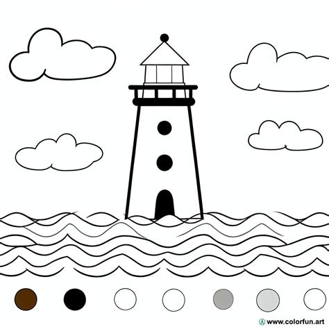 Easy Coloring Page Of A Lighthouse Download Or Print For Free