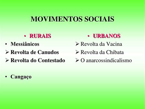 Movimentos Sociais Na Rep Blica Velha Ppt Carregar