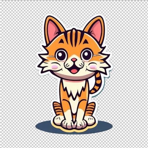 Pegatina De Gato Con Pose Perfecta Archivo Psd Premium