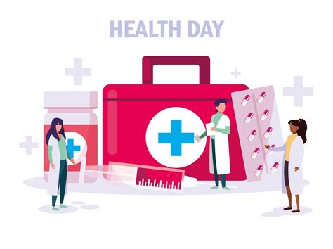 World Health Day Card With Doctors 668489 Vector Art At Vecteezy