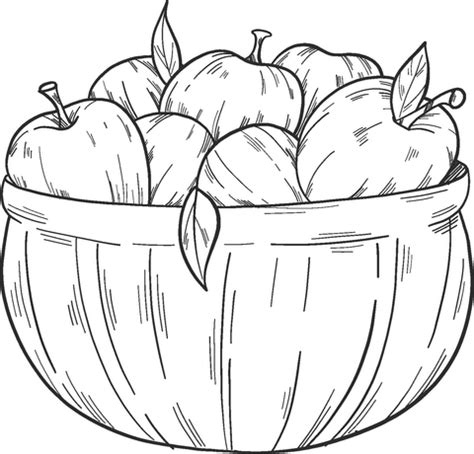 Basket with Apples coloring page | Free Printable Coloring Pages